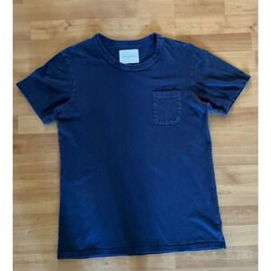 General Admission Pocket T Shirt Small Navy Blue Garment Dyed Cotton Crew Neck